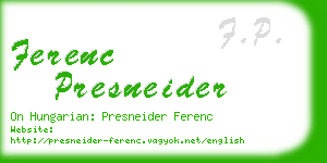 ferenc presneider business card